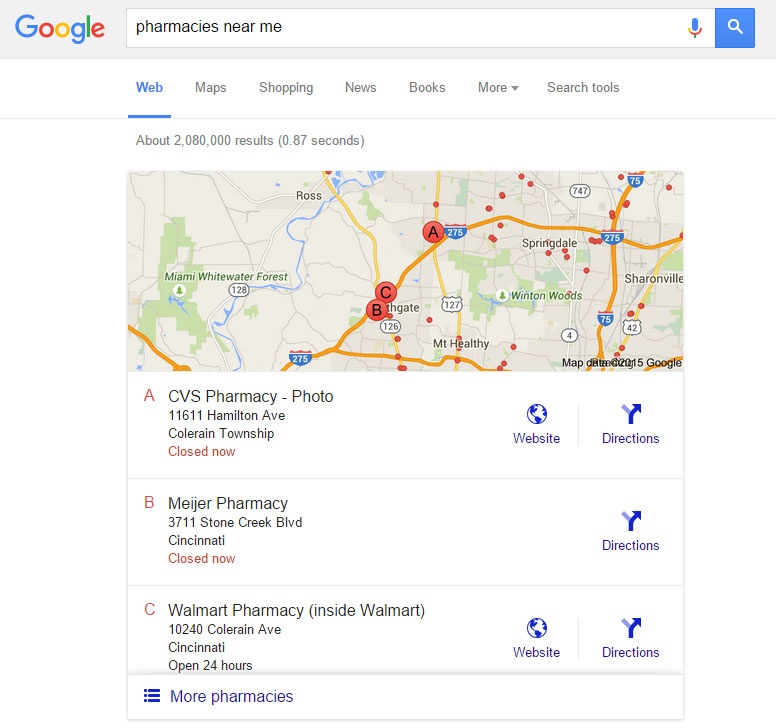 google local search screenshot