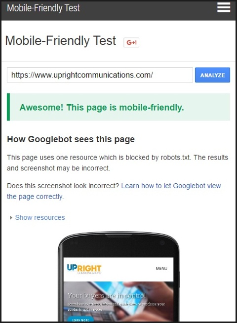 google mobile test