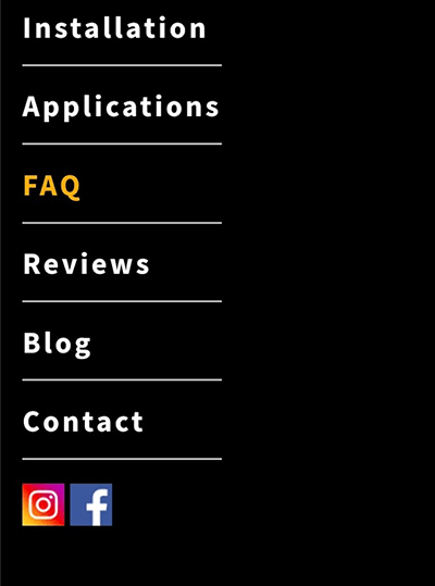 Flyout menu for a moble site highlighting the FAQ Page