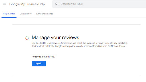 Google My Business Review Management Interface